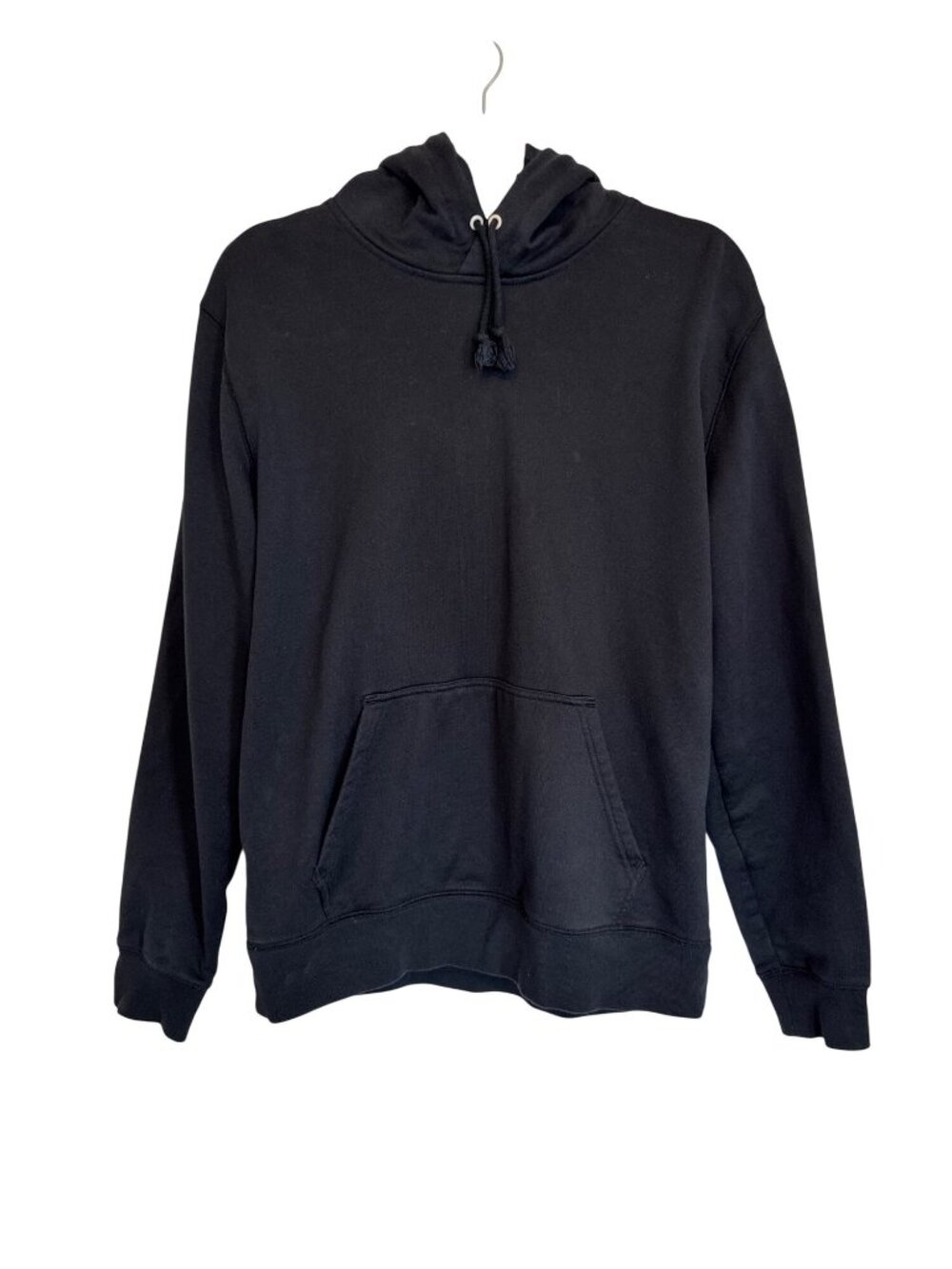 Everlane Mens Black Pullover Hoodie 100% Cotton Size M Kangaroo Pocket